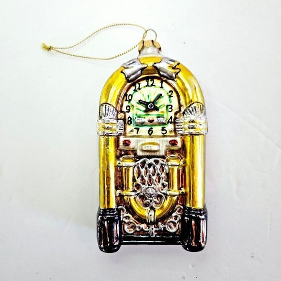 Vintage Blown Glass '50s JukeBox Record Radio Metallic Christmas Tree Ornament - Picture 1 of 6